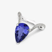 STEPHEN WEBSTER 18K White Gold Magnipheasant Inner Pear Tanzanite Cocktail Ring